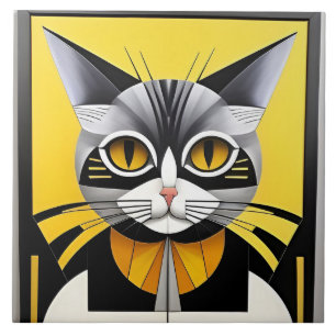 Abstrakte geometrische stilisierte Katze Fliese