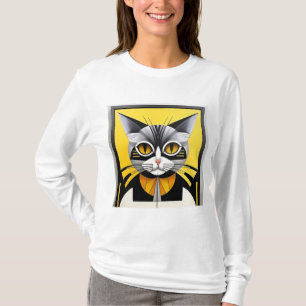 Abstrakte geometrische stilisierte Katze T-Shirt
