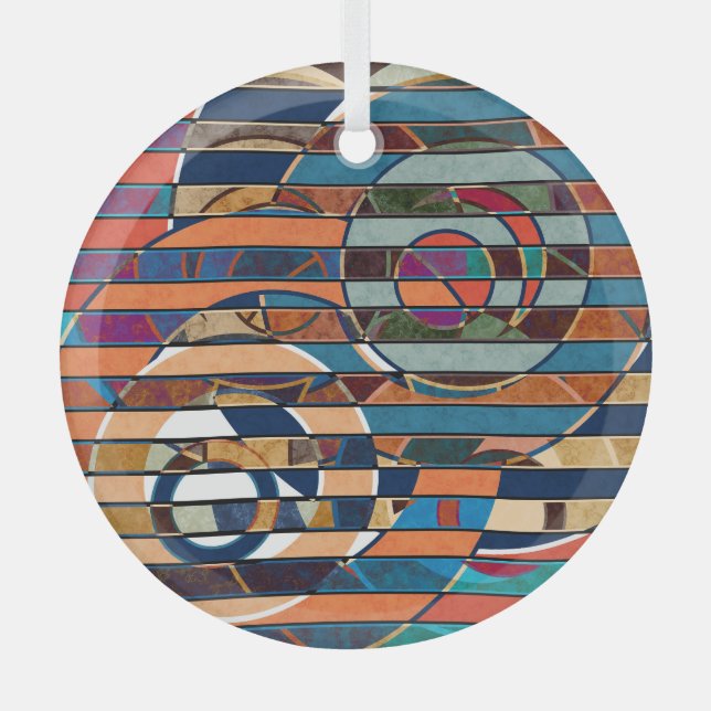 Abstrakte geometrische Streifen Ornament Aus Glas (Vorderseite)