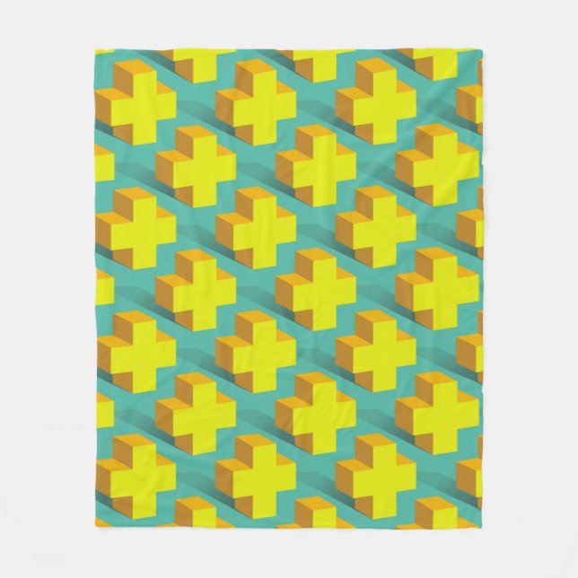 Abstrakte geometrische Struktur der gelben Kreuze  Fleecedecke (Vorderseite)