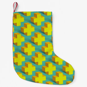 Abstrakte geometrische Struktur der gelben Kreuze Kleiner Weihnachtsstrumpf