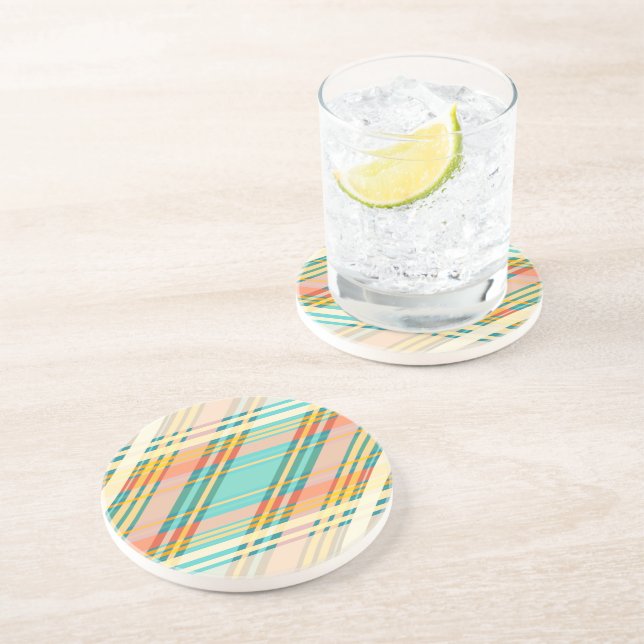 Abstrakte geometrische Tartan-Muster-Cremegetränke Getränkeuntersetzer (Seite)