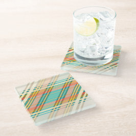 Abstrakte geometrische Tartan-Muster-Cremegetränke Glasuntersetzer