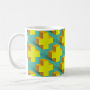Abstrakte geometrische Textur aus gelben Kreuzen a Kaffeetasse