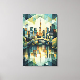 Abstrakte geometrische Tokyo-Skyline mit Tower Leinwanddruck