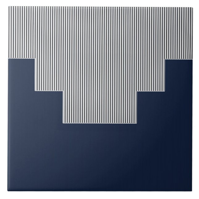 Abstrakte, geometrische, vertikale Linien, blau de Fliese (Vorderseite)