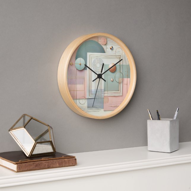 Abstrakte, geometrische Wandleuchte in Pastell Uhr (Büro)
