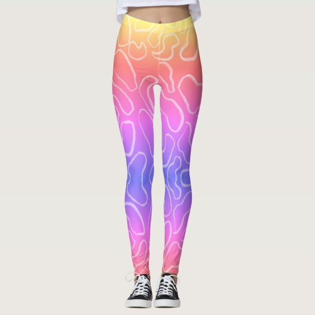 Abstrakte geometrische, weiße Rundform Leggings (Vorderseite)