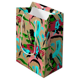 Abstrakte Geschenktüte in Rosa und Aqua