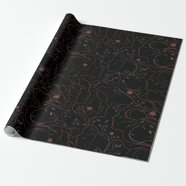 Abstrakte Gesichter Botanisches Geschenkpapier (Ungerollt)