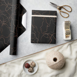 Abstrakte Gesichter Linienkunst Geschenkpapier