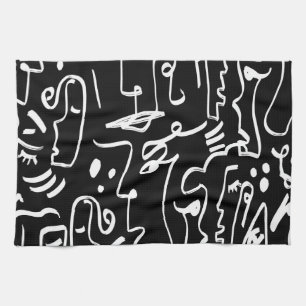 Abstrakte Gesichter Masken: Geometrisches Muster Geschirrtuch