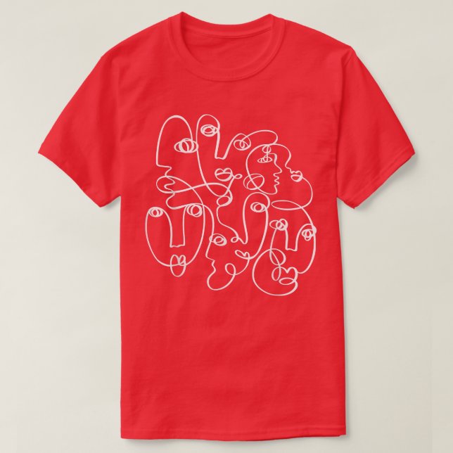 Abstrakte Gesichter Moderne Minimalistische Linie  T-Shirt (Design vorne)
