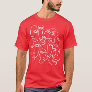 Abstrakte Gesichter Moderne Minimalistische Linie  T-Shirt
