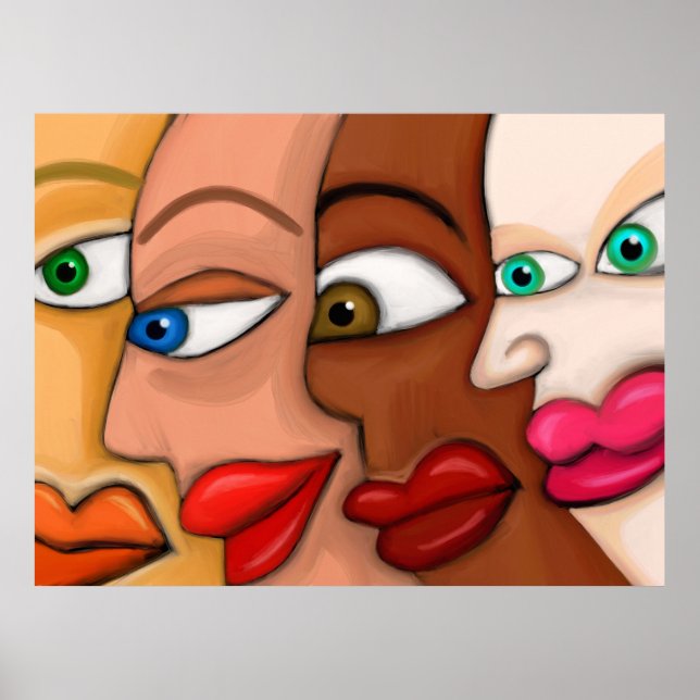 Abstrakte Gesichter Poster (Vorne)