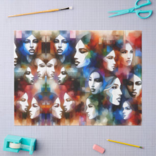 abstrakte Gesichter von Frauen Decoupage-Seidenpa Seidenpapier