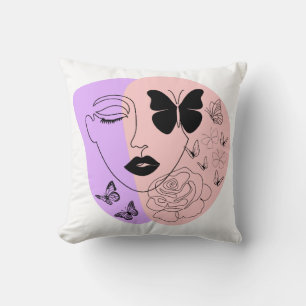 Abstrakte Gesichtsminimalistin Throw Kissen