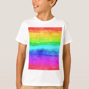 Abstrakte gestrichene Streifen Regenbogen T-Shirt