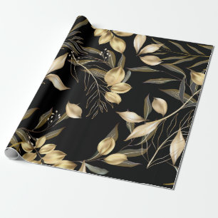 Abstrakte Ginkgo-Blätter. Luxus Glitzer Ginkgo on Geschenkpapier