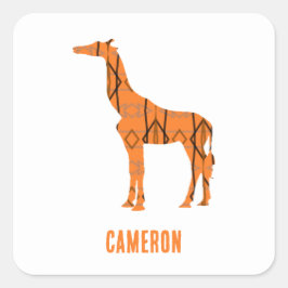 Abstrakte Giraffe Silhouette Monogramm Quadratischer Aufkleber