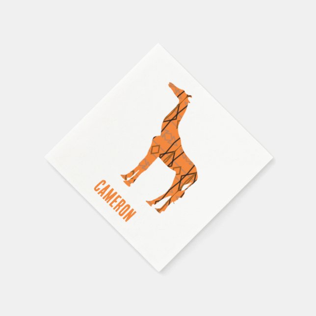 Abstrakte Giraffe Silhouette Monogramm Serviette (Ecke)