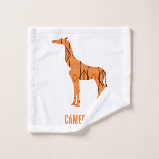 Abstrakte Giraffe Silhouette Monogramm Waschlappen (Waschlappen)