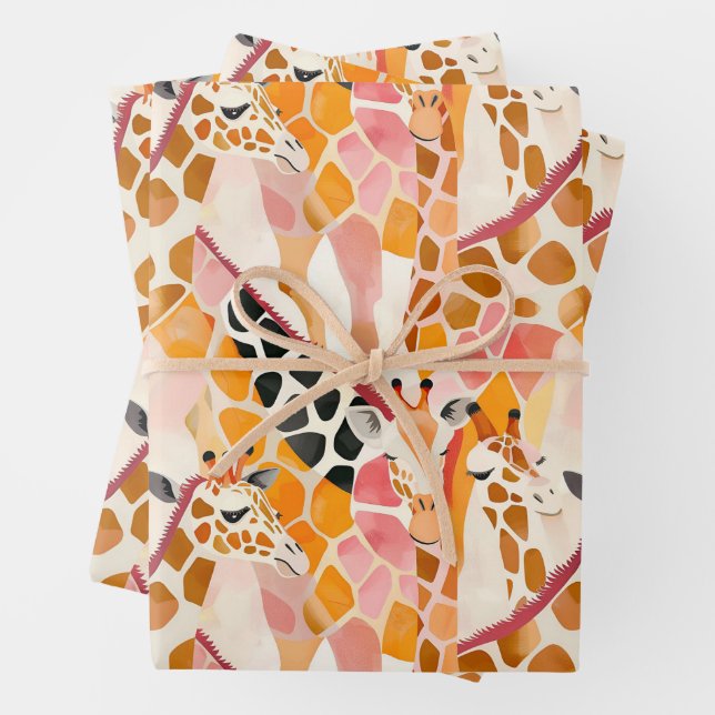 Abstrakte Giraffen in Rosa Geschenkpapier Set (Beispiel)