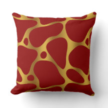 Abstrakte Giraffen, rot und goldfarben, Kissen
