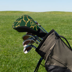 Abstrakte Giraffenmuster in Gold und Grün Golf Headcover