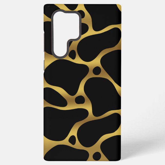 Abstrakte Giraffenmuster in Gold und Schwarz Samsung Galaxy Hülle (Rückseite)