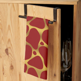 Abstrakte Giraffenmuster in Rot und Gold Geschirrtuch