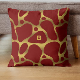 Abstrakte Giraffenmuster in Rot und Gold Kissen