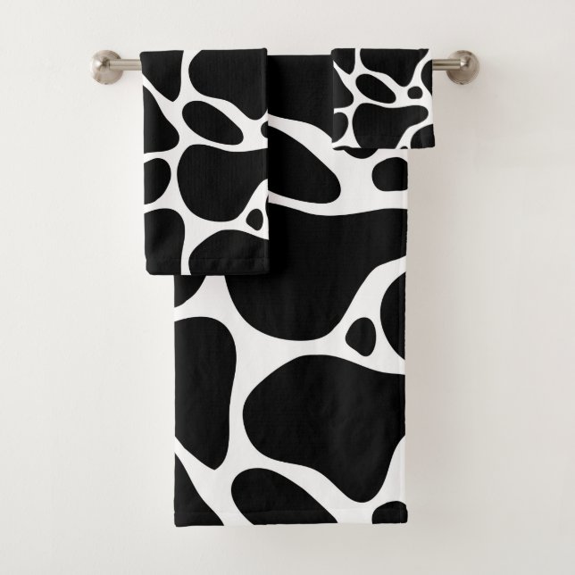 Abstrakte Giraffenmuster in Schwarzweiß Badhandtuch Set (Insitu)