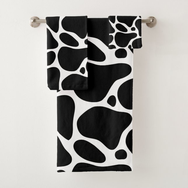 Abstrakte Giraffenmuster in Schwarzweiß Badhandtuch Set (Insitu)