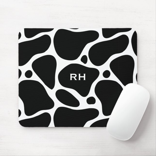 Abstrakte Giraffenmuster in Schwarzweiß Mousepad (Mit Mouse)