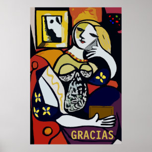 Abstrakte Girl on Phone, Edit text, Gracias Poster
