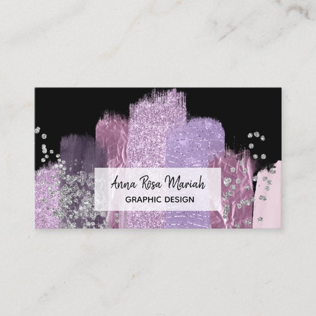 *~* Abstrakte Girly Feminine Erlebniszitter Glitze Visitenkarte (Vorderseite)