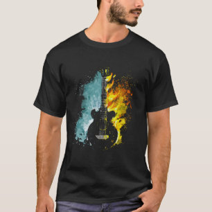 Abstrakte Gitarre Feuer- und Wasser-Fusionskunst T-Shirt