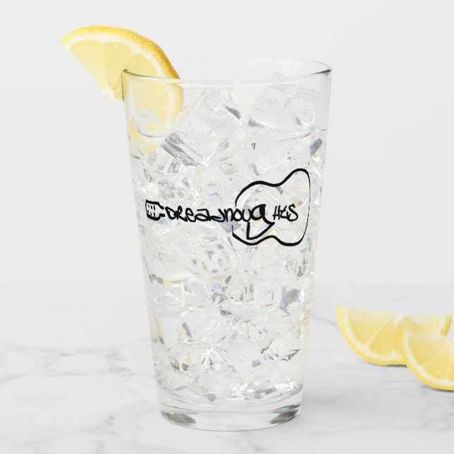 Abstrakte Gitarre-Logo schwarz Glas (Vorderseite Ice)