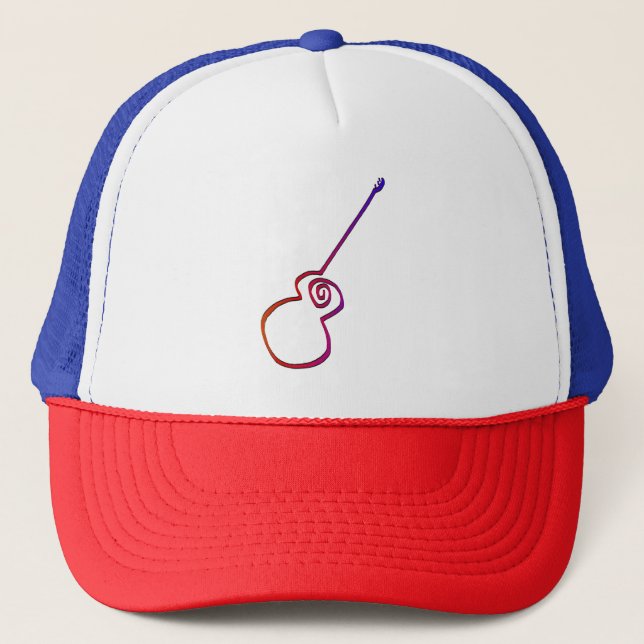 Abstrakte Gitarre - Minimalistische Linie Art Truckerkappe (Vorderseite)