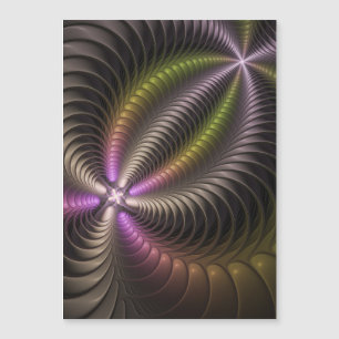 Abstrakte glänzende trippige bunte 3D-Fraktalkunst Magnetkarte
