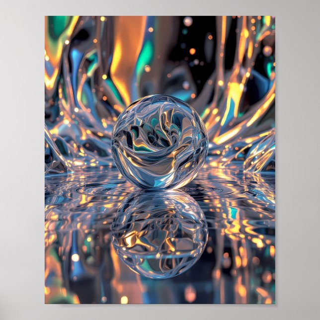 Abstrakte Glaskugel mit Reflektionen - Esfera de Poster (Vorne)