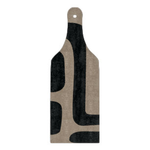 Abstrakte Glasschneidplatte in Schwarz und Beige Schneidebrett
