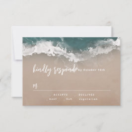 Abstrakte, glitzernde Hochzeit am Ozean RSVP Karte
