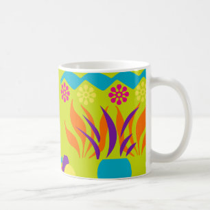 Abstrakte glückliche mit BlumenTasse des Kaffees Kaffeetasse