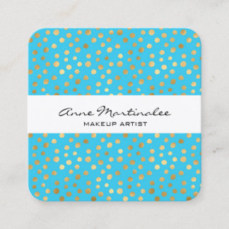 Abstrakte Gold Polka Dots auf Baby Blue Quadratische Visitenkarte