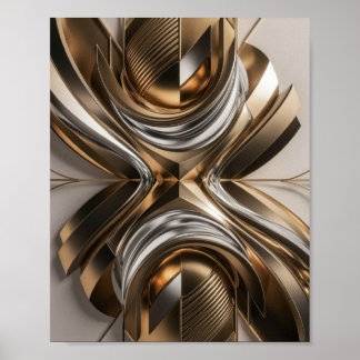 Abstrakte Gold- und Silberskulptur Poster
