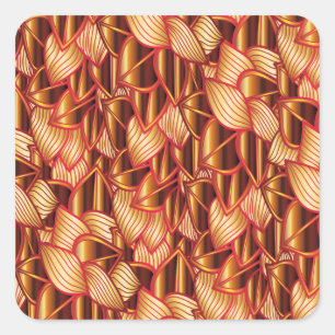 Abstrakte Golden Ruby Herbst-Waldzweige Quadratischer Aufkleber