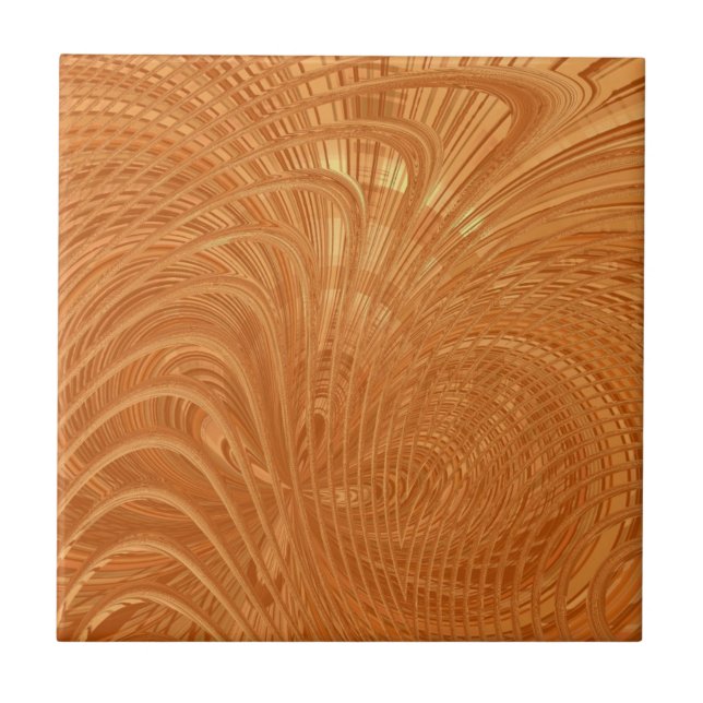 Abstrakte Golden Waves Keramik Tile Fliese (Vorderseite)