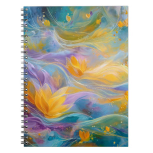 Abstrakte goldene Lotus-Schwimmblumen Notizblock